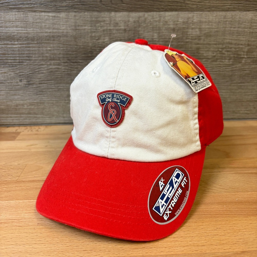 Stone Ridge Golf‎ Club Hat Cap Strap Back White Red Golfing Adjustable Ahead NWT